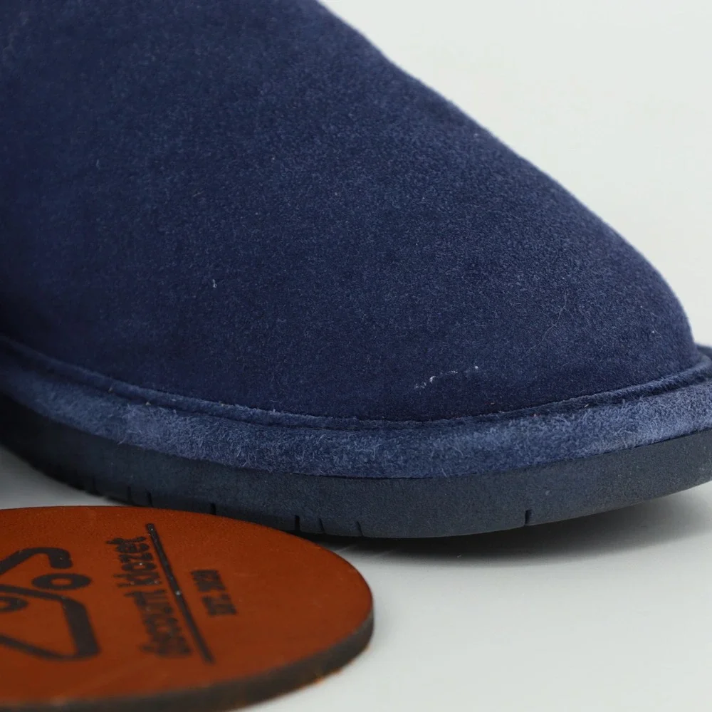 Bearpaw Women Navy Blue Suede Abigail Toggle Boots‎ Sheepskin Lining Size 7